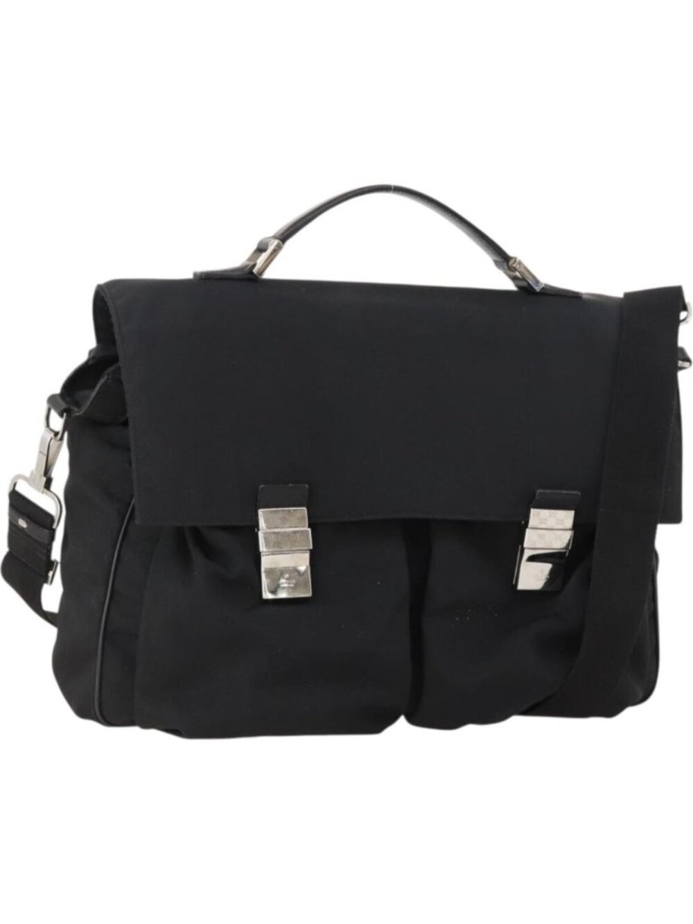 GUCCI Shoulder Bag Nylon 2way Black Silver